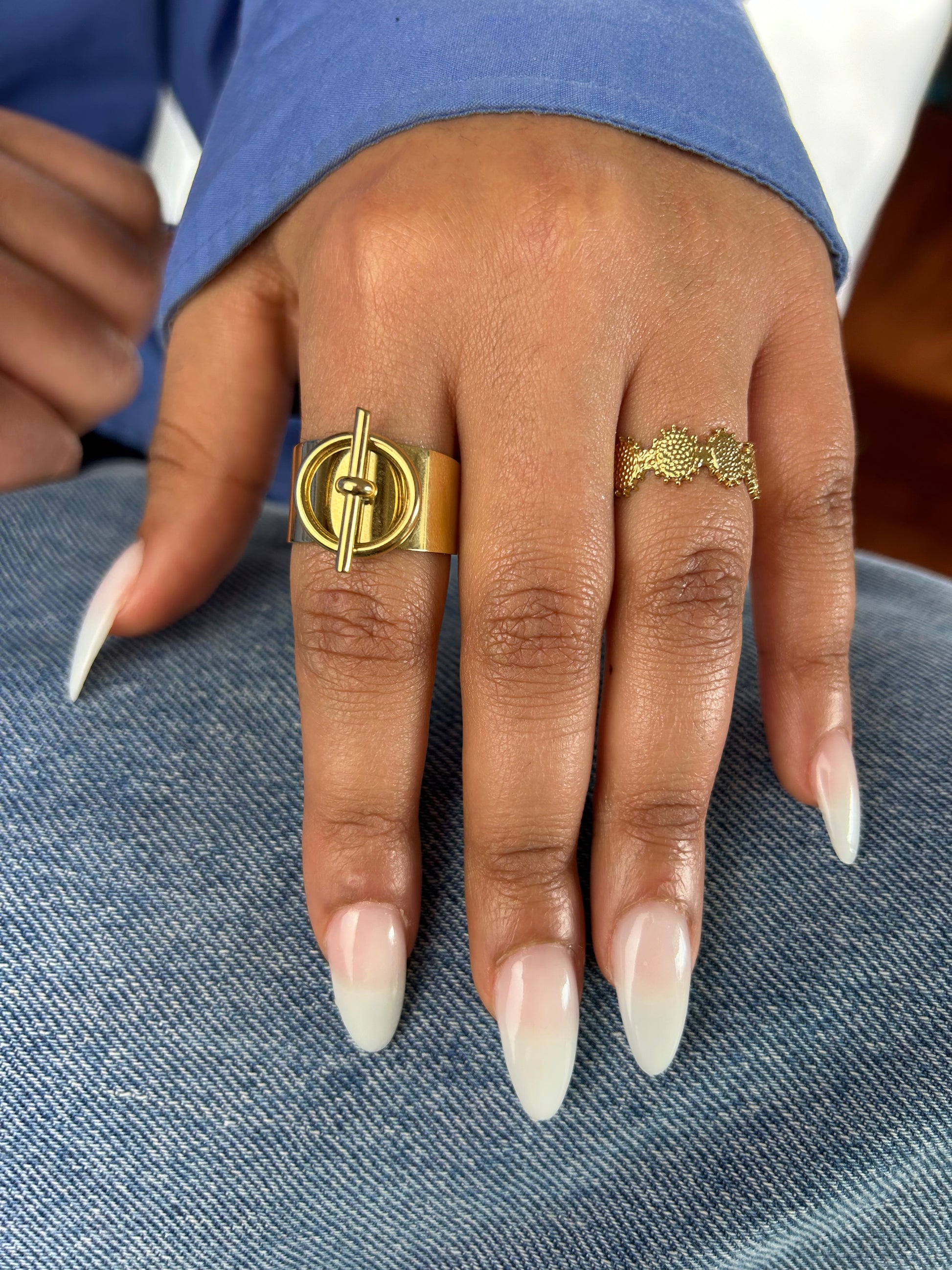 Bague Fine Bague Rond Et Barre Hermes Rubans Voguish Rhodium